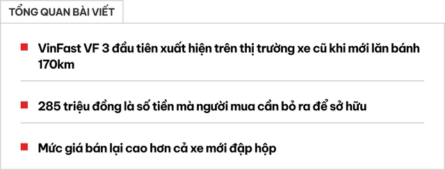 Rao VinFast VF 3 chạy 170km cao hơn xe mới 45 triệu, người bán chia sẻ: Chủ cũ bán do không hợp mệnh- Ảnh 1. Rao VinFast VF 3 chạy 170km cao hơn xe mới 45 triệu, người bán chia sẻ: Chủ cũ bán do không hợp mệnh- Ảnh 1.
