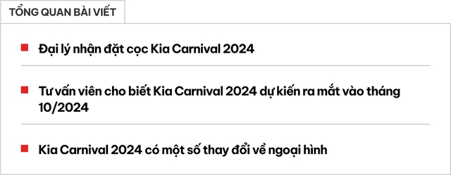Kia Carnival 2024 nhận cọc tại đại lý: Ra mắt tháng 10, ngoại hình mới, dễ thêm động cơ hybrid cạnh tranh Viloran- Ảnh 1. Kia Carnival 2024 nhận cọc tại đại lý: Ra mắt tháng 10, ngoại hình mới, dễ thêm động cơ hybrid cạnh tranh Viloran- Ảnh 1.