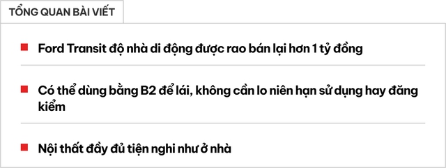 Ford Transit hàng độc bán lại giá hơn 1 tỷ đồng sau 17 năm: Đã độ motorhome 3 giường ngủ, tiện nghi như căn hộ mini- Ảnh 1. Ford Transit hàng độc bán lại giá hơn 1 tỷ đồng sau 17 năm: Đã độ motorhome 3 giường ngủ, tiện nghi như căn hộ mini- Ảnh 1.