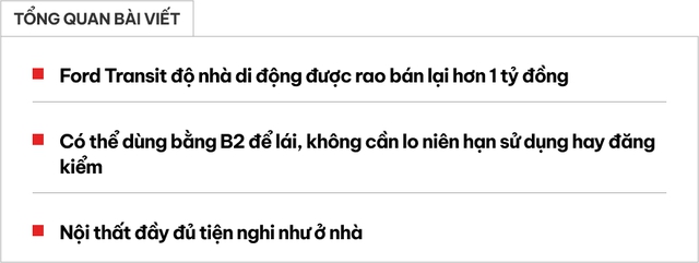 Ford Transit hàng độc bán lại giá hơn 1 tỷ đồng sau 17 năm: Đã độ motorhome 3 giường ngủ, tiện nghi như căn hộ mini- Ảnh 1.