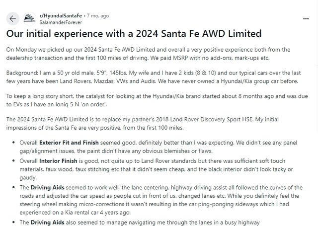 Mua 2 chiếc Hyundai Santa Fe 2024 để thay Discovery đang đi, chủ xe chia sẻ: 'Không sang bằng nhưng vẫn có điểm hơn Land Rover'- Ảnh 2. Mua 2 chiếc Hyundai Santa Fe 2024 để thay Discovery đang đi, chủ xe chia sẻ: 'Không sang bằng nhưng vẫn có điểm hơn Land Rover'- Ảnh 2.