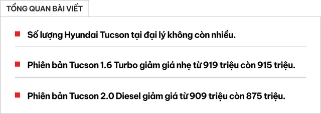 Hyundai Tucson giảm giá hơn 30 triệu đồng tại đại lý: Chỉ còn 2 bản, dễ dọn kho chờ bản nâng cấp mới ra mắt đấu CX-5- Ảnh 1. Hyundai Tucson giảm giá hơn 30 triệu đồng tại đại lý: Chỉ còn 2 bản, dễ dọn kho chờ bản nâng cấp mới ra mắt đấu CX-5- Ảnh 1.
