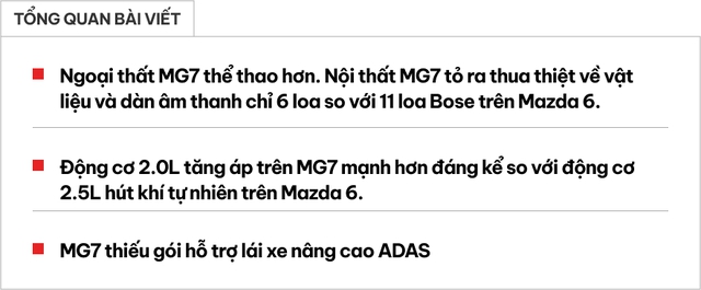 Chọn MG7 bản giữa hay Mazda 6 bản cao: Giá chênh 1 triệu, động cơ khỏe hơn nhưng MG7 không có ADAS- Ảnh 1. Chọn MG7 bản giữa hay Mazda 6 bản cao: Giá chênh 1 triệu, động cơ khỏe hơn nhưng MG7 không có ADAS- Ảnh 1.