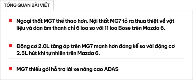 Chọn MG7 bản giữa hay Mazda 6 bản cao: Giá chênh 1 triệu, động cơ khỏe hơn nhưng MG7 không có ADAS- Ảnh 1.