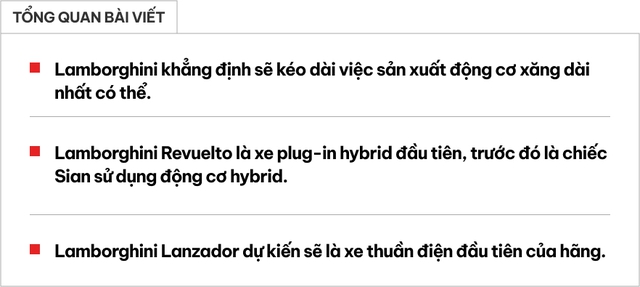 Lamborghini chỉ làm xe điện sau năm 2030, vẫn níu kéo máy xăng lâu nhất có thể- Ảnh 1. Lamborghini chỉ làm xe điện sau năm 2030, vẫn níu kéo máy xăng lâu nhất có thể- Ảnh 1.