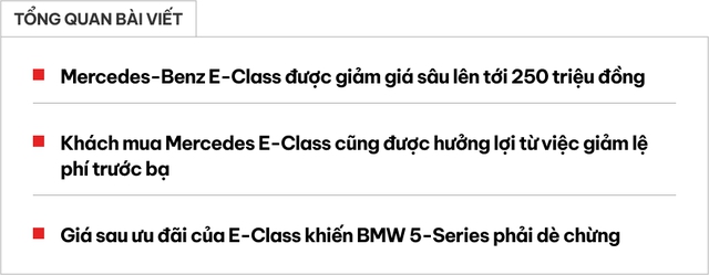Mercedes-Benz chơi lớn: E-Class giảm giá tới 250 triệu, BMW 5-Series phải dè chừng- Ảnh 1. Mercedes-Benz chơi lớn: E-Class giảm giá tới 250 triệu, BMW 5-Series phải dè chừng- Ảnh 1.