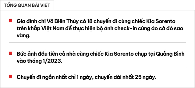 Gia đình lái Kia Sorento 18 chuyến để xuyên Việt check in 63 tỉnh thành với áo cờ đỏ sao vàng: 'Chuyến ngắn nhất chỉ 1 ngày, dài nhất 25 ngày'- Ảnh 1. Gia đình lái Kia Sorento 18 chuyến để xuyên Việt check in 63 tỉnh thành với áo cờ đỏ sao vàng: 'Chuyến ngắn nhất chỉ 1 ngày, dài nhất 25 ngày'- Ảnh 1.