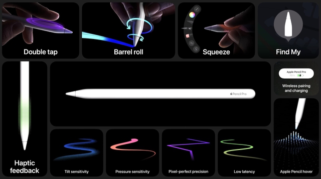 Apple Pencil Pro ra mắt: "Bóp" như AirPods, có rung phản hồi, giá 3,49 triệu đồng- Ảnh 3. Apple Pencil Pro ra mắt: "Bóp" như AirPods, có rung phản hồi, giá 3,49 triệu đồng- Ảnh 3.