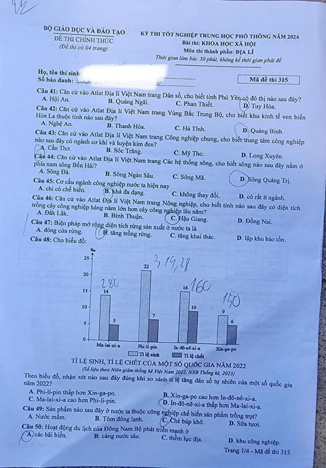 ĐÃ CÓ gợi ý đáp án môn ĐỊA LÝ tốt nghiệp THPT 2024, cập nhật ngay TẠI ĐÂY
- Ảnh 2.