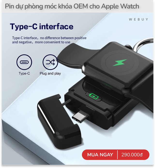 Sạc dự phòng đeo tay tăng gấp 3 lần pin cho Apple Watch: Trông như đồng hồ siêu nhân, giá trên Taobao khoảng 350.000đ- Ảnh 11. Sạc dự phòng đeo tay tăng gấp 3 lần pin cho Apple Watch: Trông như đồng hồ siêu nhân, giá trên Taobao khoảng 350.000đ- Ảnh 11.