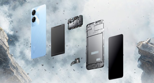 Sau OPPO, tới lượt realme ra mắt điện thoại giá 2 triệu siêu bền bỉ: Có kính cường lực và khung nhôm nguyên khối- Ảnh 1. Sau OPPO, tới lượt realme ra mắt điện thoại giá 2 triệu siêu bền bỉ: Có kính cường lực và khung nhôm nguyên khối- Ảnh 1.