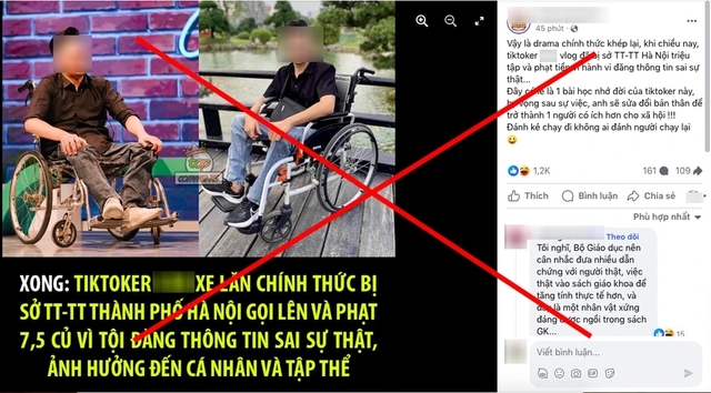 Sự thật tin Tiktoker ngồi xe lăn bị phạt 7,5 triệu đồng sau bài đăng Sự thật tin Tiktoker ngồi xe lăn bị phạt 7,5 triệu đồng sau bài đăng
