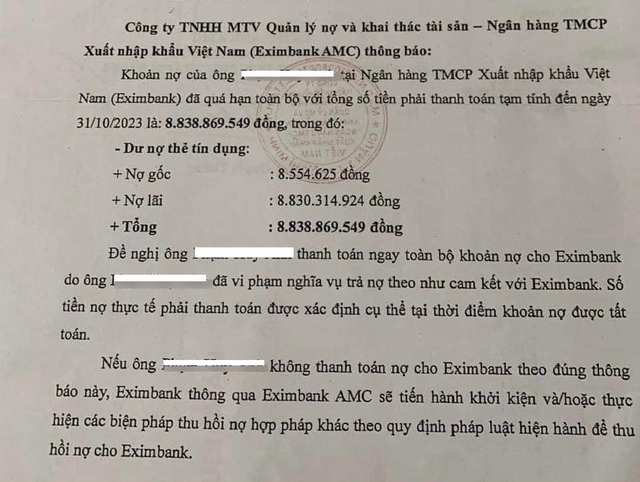 Vụ nợ 8,5 triệu bị đòi 8,8 tỷ: Lãnh đạo trung tâm thẻ 1 số ngân hàng tiết lộ cách tính lãi hoàn toàn khác- Ảnh 1. Vụ nợ 8,5 triệu bị đòi 8,8 tỷ: Lãnh đạo trung tâm thẻ 1 số ngân hàng tiết lộ cách tính lãi hoàn toàn khác- Ảnh 1.
