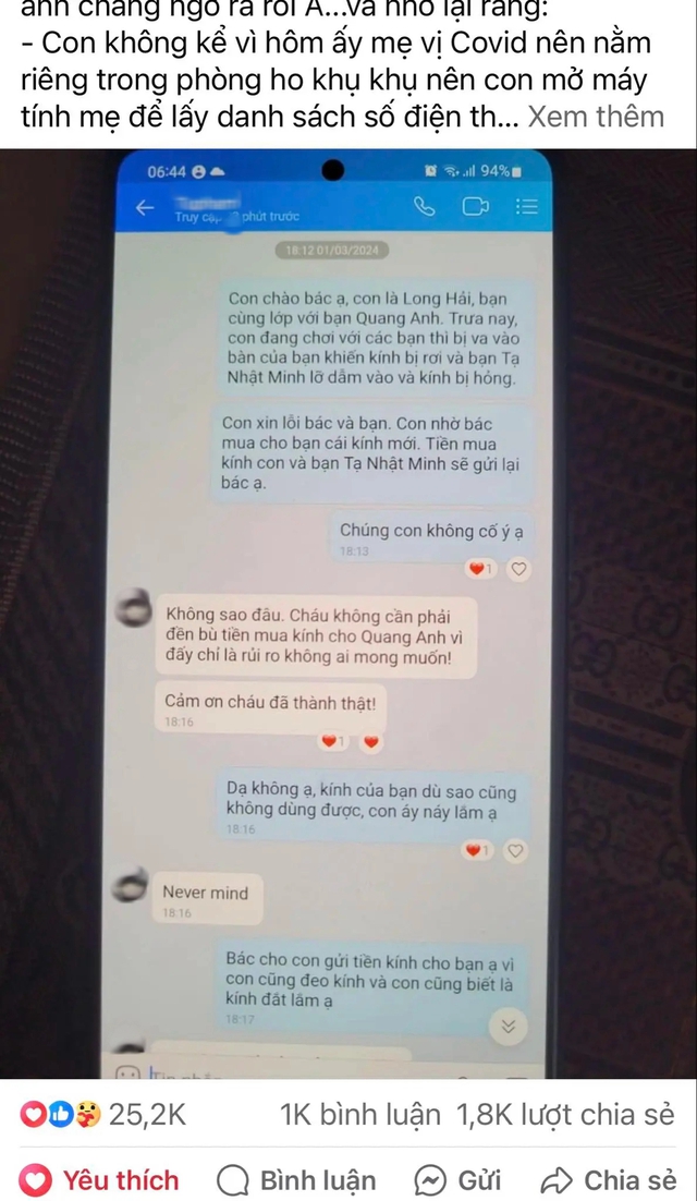Đọc tin nhắn con trai gửi phụ huynh của bạn, bà mẹ Hà Nội xúc động, "thầm cảm ơn" đối phương- Ảnh 1. Đọc tin nhắn con trai gửi phụ huynh của bạn, bà mẹ Hà Nội xúc động, "thầm cảm ơn" đối phương- Ảnh 1.