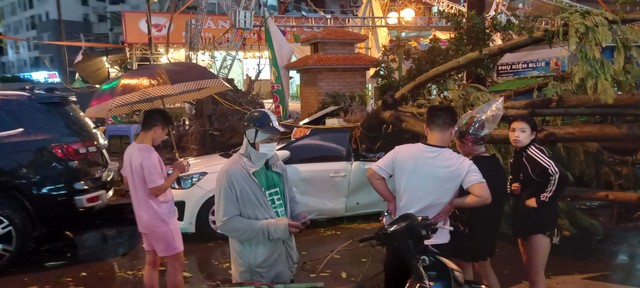 Hà Nội mưa dông bất chợt, cây đổ đè bẹp xe ô tô- Ảnh 3.