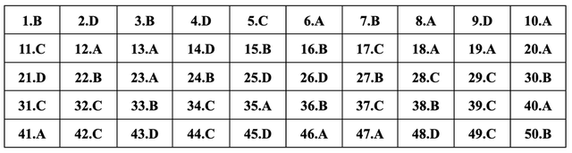 Gợi ý đáp án toàn bộ 24 mã đề môn Tiếng Anh thi tốt nghiệp THPT 2024- Ảnh 3.