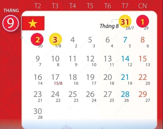 Lịch nghỉ lễ Quốc khánh năm 2024 mới nhất- Ảnh 1. Lịch nghỉ lễ Quốc khánh năm 2024 mới nhất- Ảnh 1.