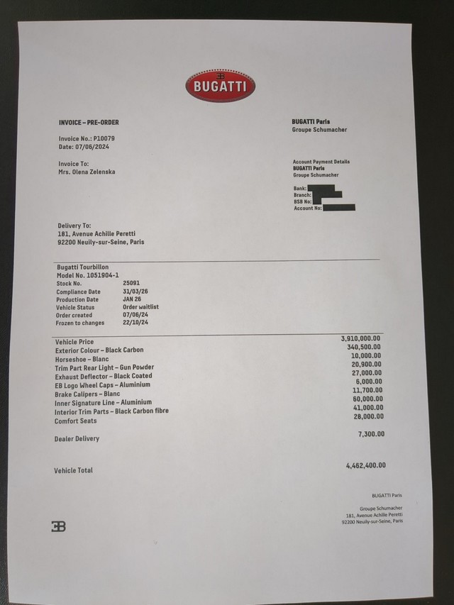 Rộ tin Đệ nhất Phu nhân Ukraine là chủ sở hữu đầu tiên của siêu xe Bugatti 4,5 triệu euro: Sự thật là gì?- Ảnh 1. Rộ tin Đệ nhất Phu nhân Ukraine là chủ sở hữu đầu tiên của siêu xe Bugatti 4,5 triệu euro: Sự thật là gì?- Ảnh 1.