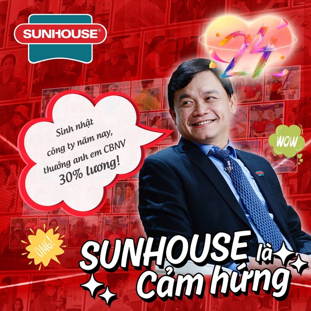Shark Phú chơi lớn: Thưởng anh em nhân viên 30% lương dịp sinh nhật Sunhouse - Ảnh 1. Shark Phú chơi lớn: Thưởng anh em nhân viên 30% lương dịp sinh nhật Sunhouse - Ảnh 1.