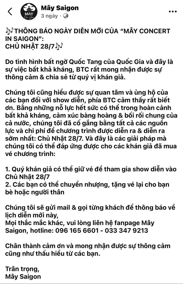Một show diễn thông báo dời ngày tổ chức nhưng có cách xử lý khiến khán giả tranh cãi- Ảnh 2. Một show diễn thông báo dời ngày tổ chức nhưng có cách xử lý khiến khán giả tranh cãi- Ảnh 2.