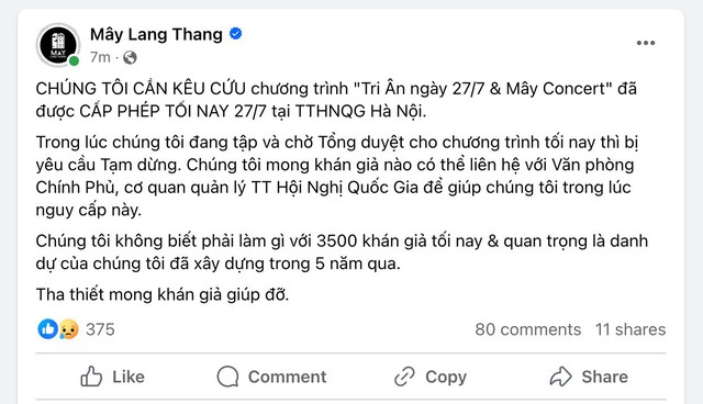 BTC show Mây Lang Thang tại Hà Nội đăng đàn “cầu cứu" nhưng nhận phản ứng dữ dội từ khán giả- Ảnh 3. BTC show Mây Lang Thang tại Hà Nội đăng đàn “cầu cứu" nhưng nhận phản ứng dữ dội từ khán giả- Ảnh 3.