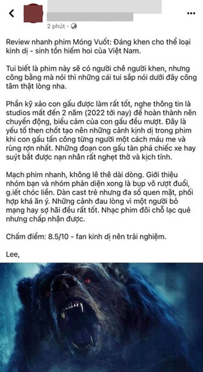 Khán giả review "nóng" phim Móng Vuốt: Kỹ xảo mãn nhãn, nội dung kịch tính đến nghẹt thở- Ảnh 4. Khán giả review "nóng" phim Móng Vuốt: Kỹ xảo mãn nhãn, nội dung kịch tính đến nghẹt thở- Ảnh 4.