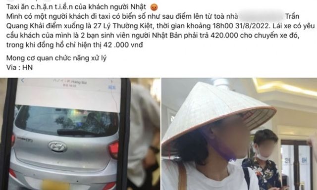 Thu 420.000 đồng cuốc taxi 42.000 đồng: Tài xế trả lại tiền, xin lỗi du khách bị 'chặt chém'