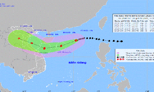 Bão số 6 đổi hướng, đã mạnh lên giật đến cấp 15