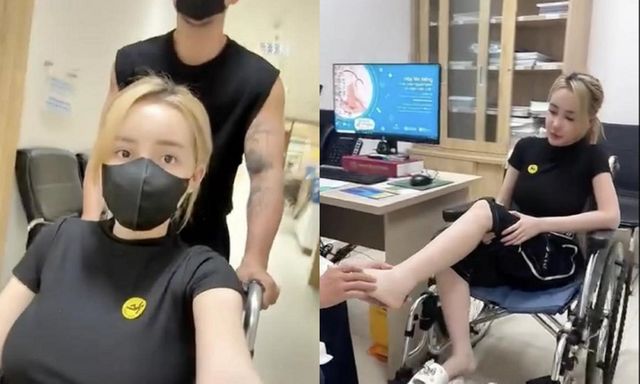 Xôn xao hình ảnh hotgirl Ngân 98 phải ngồi xe lăn ngay sau khi phẫu thuật thẩm mỹ