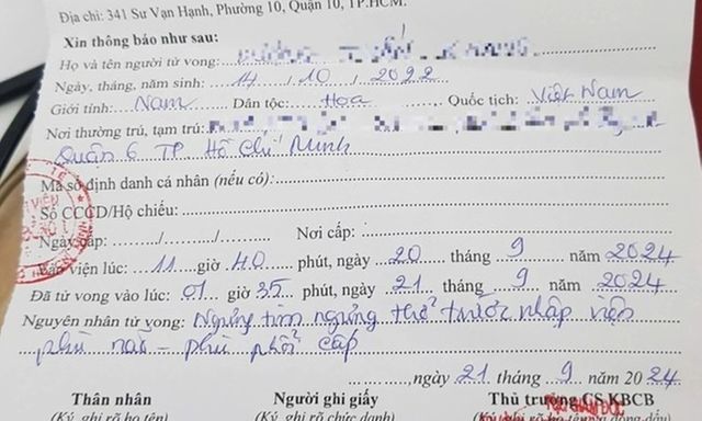 Vụ bé trai 2 tuổi tử vong sau giờ ăn trưa: Hé lộ nguyên nhân ban đầu