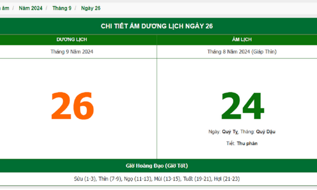 Hôm nay (26/9), có phải ngày đẹp không?