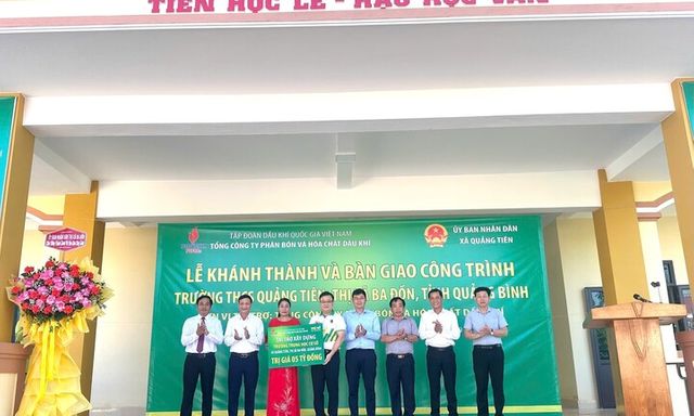 PVFCCo: Khánh thành, bàn giao Nhà lớp học và chức năng Trường THCS Quảng Tiên