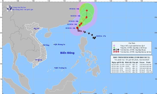 Bão Krathon có sức gió giật trên cấp 17, đang di chuyển thế nào?