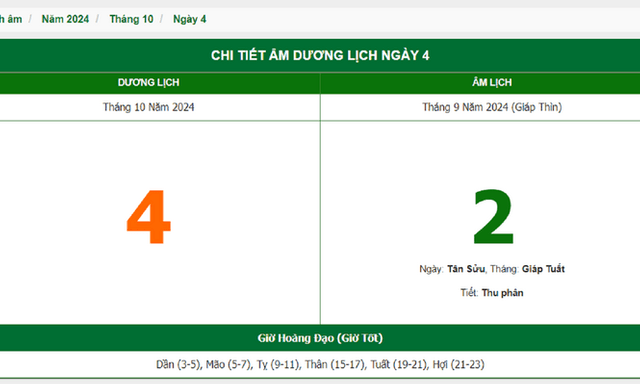 Hôm nay (4/10), có phải ngày đẹp không?