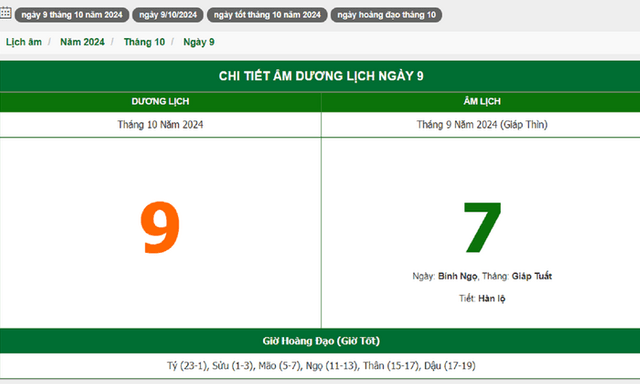 Hôm nay (9/10), có phải ngày đẹp không?