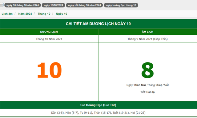 Hôm nay (10/10), có phải ngày đẹp không?