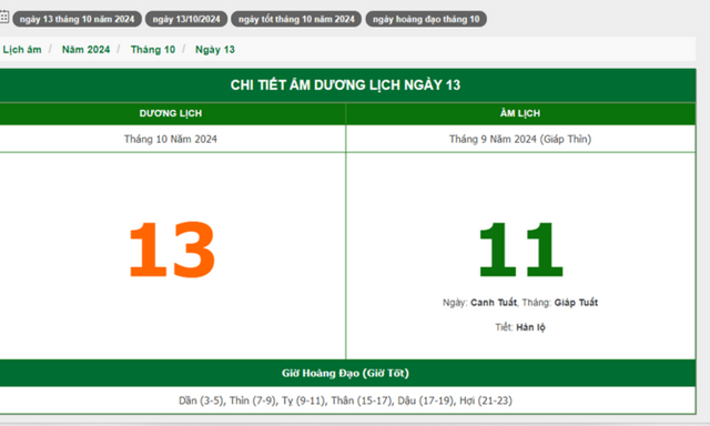 Hôm nay (13/10), có phải ngày đẹp không?