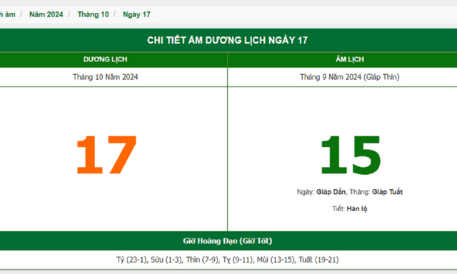 Hôm nay (17/10), có phải ngày đẹp không?