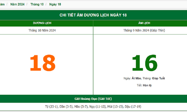 Hôm nay (18/10), có phải ngày đẹp không?