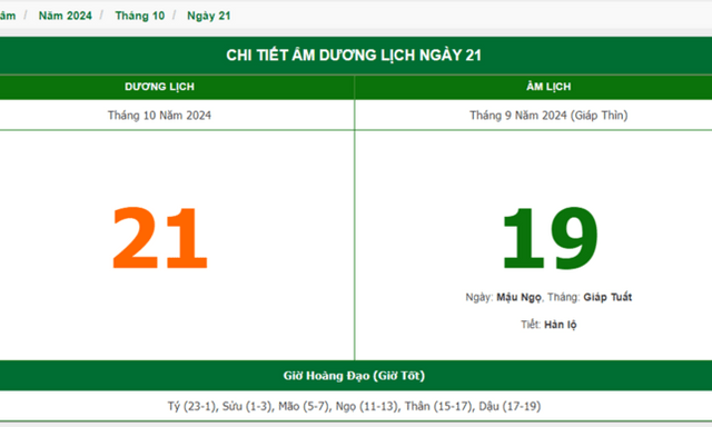 Hôm nay (21/10), có phải ngày đẹp không?