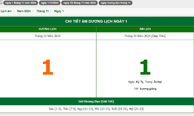 Hôm nay (1/11), có phải ngày đẹp không?