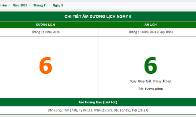 Hôm nay (6/11), có phải ngày đẹp không?