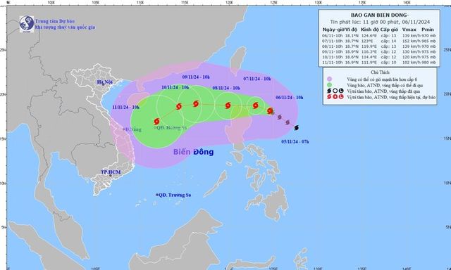 Tin bão YINXING mới nhất ngày 6/11: Giật cấp 16, sắp mạnh thành siêu bão và tiến thẳng vào biển Đông