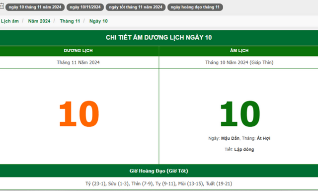 Hôm nay (10/11), có phải ngày đẹp không?
