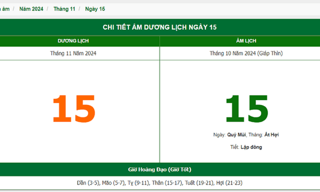Hôm nay (15/11), có phải ngày đẹp không?
