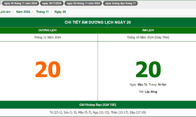 Hôm nay (20/11), có phải ngày đẹp không?