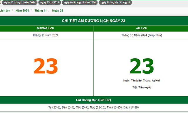 Hôm nay (23/11), có phải ngày đẹp không?