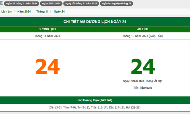 Hôm nay (24/11), có phải ngày đẹp không?