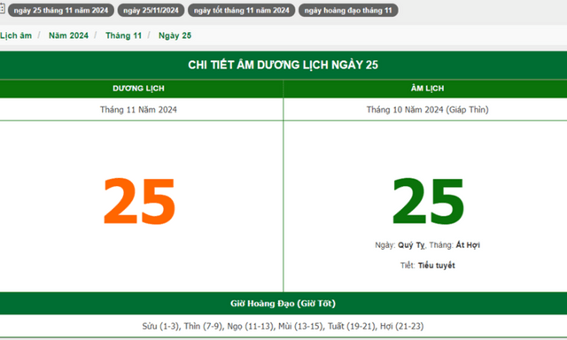 Hôm nay (25/11), có phải ngày đẹp không?