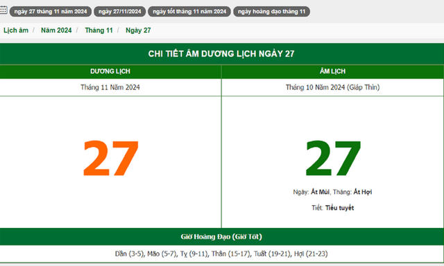 Hôm nay (27/11), có phải ngày đẹp không?